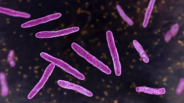 stock image Bacteria Mycobacterium bovis, 3D illustration. The causative agent of tuberculosis in cattle, is the ancestor of BCG vaccine against tuberculosis in humans