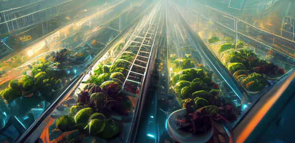 未来的な農業 3Dスタイルの概念図 — ストック写真