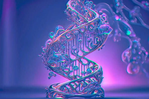 Molecule of DNA, double helix, genetic mutation and genetic disorders, 3D illustration.