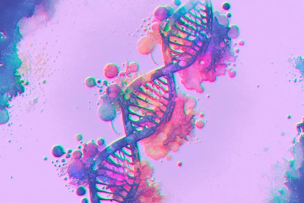 Molecule of DNA, double helix, genetic mutation and genetic disorders, 3D illustration.