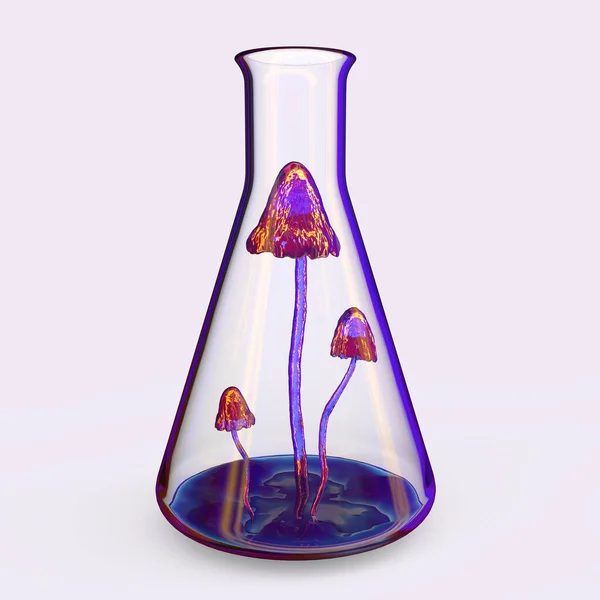 Mushrooms Growing Laboratory Science Biotechnology Concept Biology Experiment Illustration — Fotografia de Stock