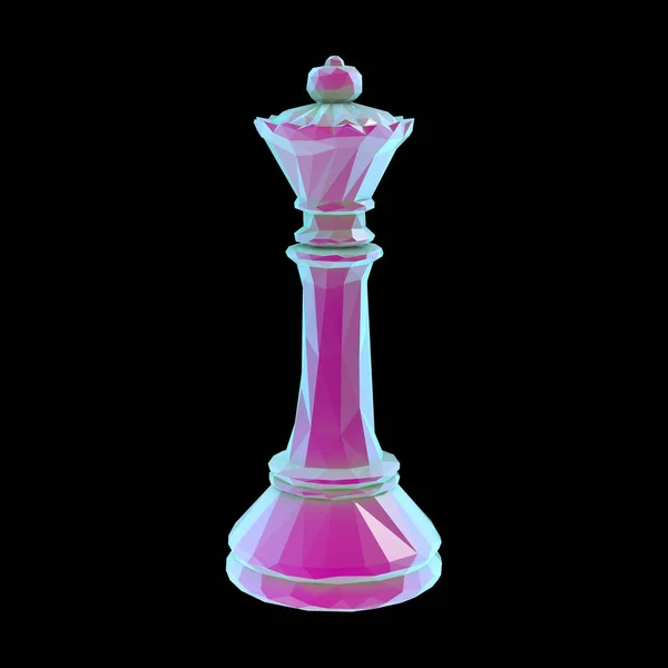Chess queen figure, low polygonal on black background, 3D illustration
