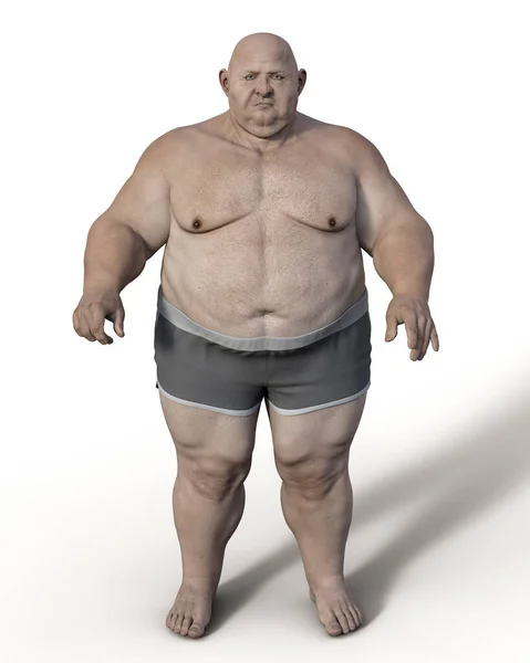 肥満男 3Dイラスト 行動問題 精神疾患 大きな食事障害 食中毒の概念 — ストック写真