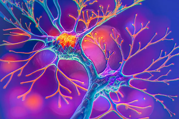 Neurons, brain cells, neural network Scientific 3D illustration