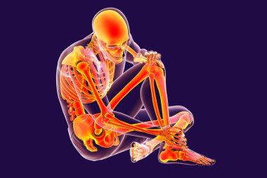 Ayak ve ayak bileği ağrısı, kavramsal 3 boyutlu illüstrasyon. Aşil topuk ağrısı. İnsan anatomisi