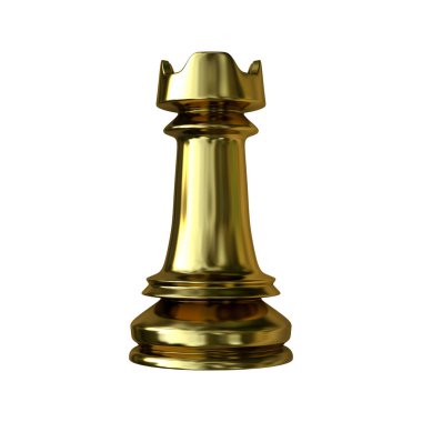 Chess rook isolated on white background, close-up view, 3D illustration