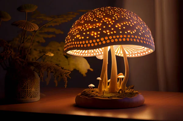 Desk lamp in shape of mushroom, illustration