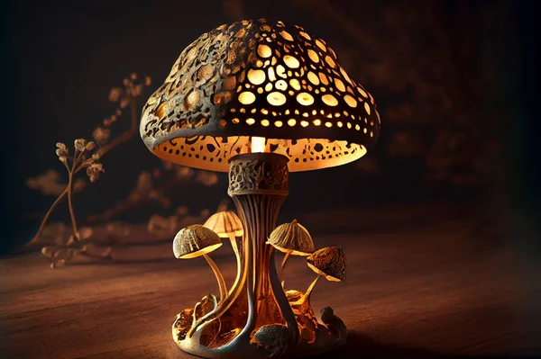 Desk lamp in shape of mushroom, illustration