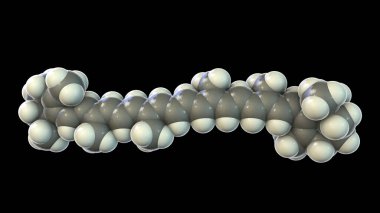 Beta-karoten pigmentinin moleküler modeli, A vitamininin öncülü, 3D illüstrasyon