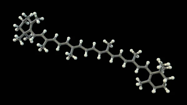 胡萝卜素色素的分子模型 维生素A的前体 3D说明 — 图库照片