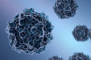 Renkli arka planda Parvovirüs B19, anemiye neden olan bir virüs, beşinci hastalık veya eritem enfeksiyonu adı verilen çocukluk isiliği, 3 boyutlu illüstrasyon