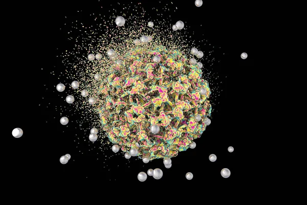 Destruição Papilomavírus Humano Por Nanopartículas Prata Ilustração Conceito Para Tratamento — Fotografia de Stock