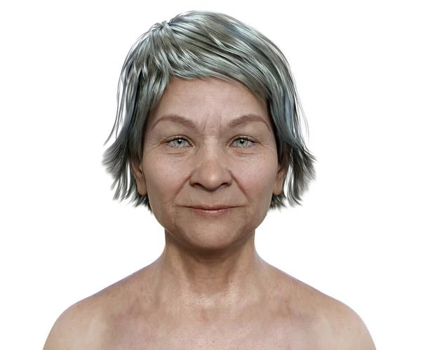Photorealistic Portrait Middle Age European Woman Illustration — Stock Photo, Image
