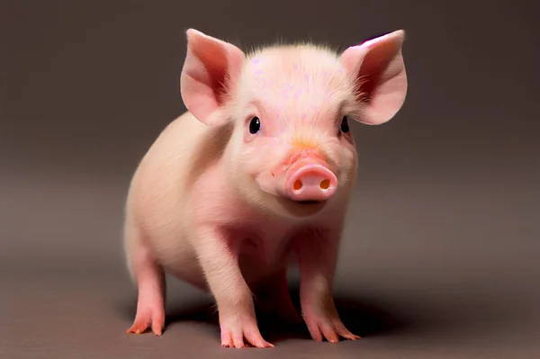 Cute pink pig, photorealistic illustration