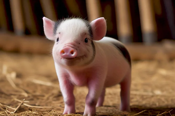 Cute pink pig, photorealistic illustration