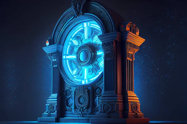 Time portal, travel through time, conceptual sci-fi illustration