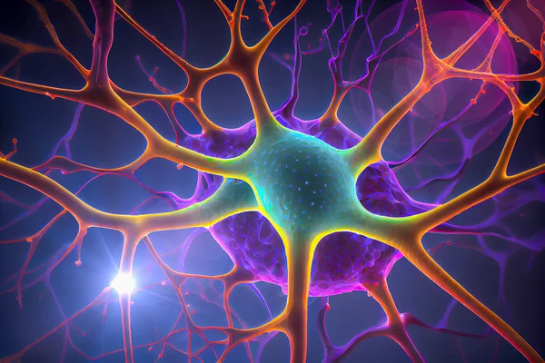 Neurônios Células Cerebrais Altamente Detalhadas Rede Neural Ilustração — Fotografia de Stock