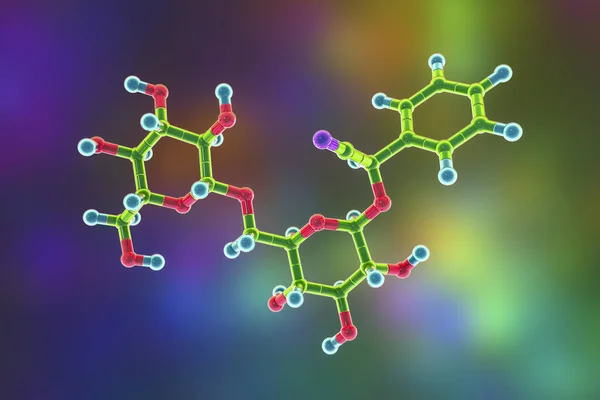Molecular Model Laetrile 비타민 B17 삽화로 도알려져 살구를 과일의 구덩이에서 — 스톡 사진