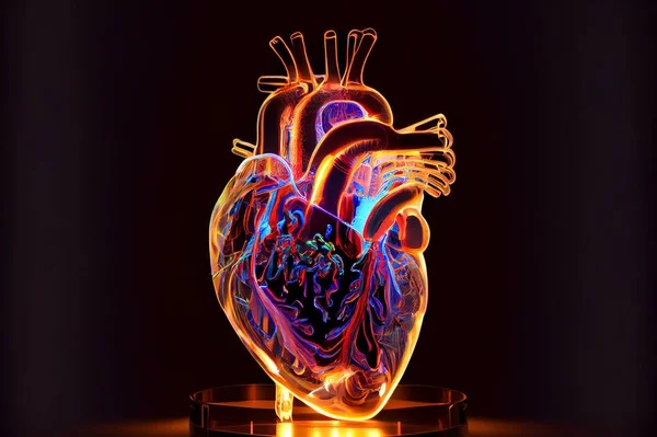 Анатомічна Модель Людського Серця Ілюстрація Голограма Серця — стокове фото