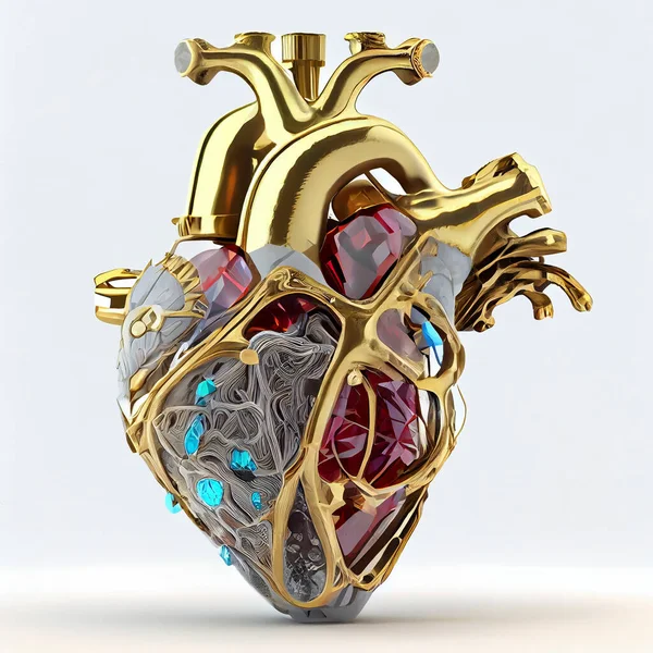 Evreu Formă Model Anatomic Inimii Umane Făcut Din Aur Ceramică — Fotografie, imagine de stoc