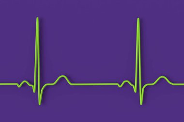 Normal bir elektrokardiyogram EKG, sağlıklı bir bireyde kalbin elektriksel aktivitesini gösteren 3 boyutlu bir çizim.