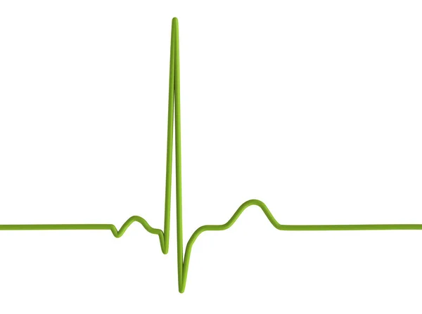 一个正常的心电图心电图 3D插图显示一个健康个体的心脏电活动 — 图库照片