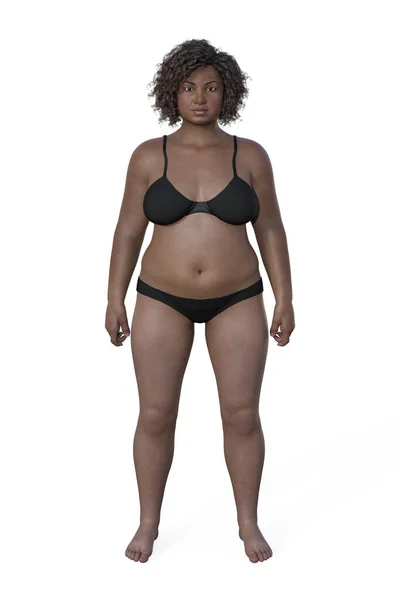 体脂肪の割合が高く丸みを帯びた形状が特徴のエンドルフィンボディタイプの女性体の3Dイラスト — ストック写真