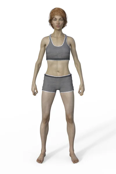 날씬하고 몸매를 특징으로 체형인 여성의 — 스톡 사진