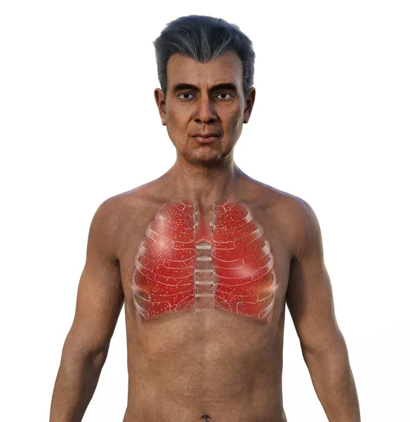 Photorealistic Illustration Showcasing Upper Half Part Indian Man Transparent Skin — Stock Photo, Image