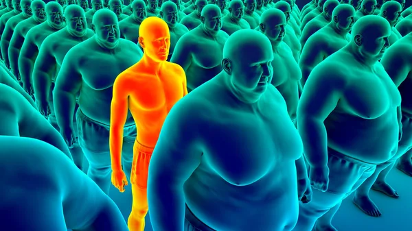 Single Normal Weight Person Barely Visible Amidst Large Group Identical — Stock Photo, Image