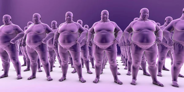 Una Disposizione Organizzata Persone Clonate Sovrappeso Che Rappresenta Impatto Diffuso — Foto Stock