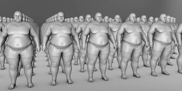 Organized Arrangement Cloned Overweight People Representing Obesity Epidemic Widespread Impact — Stock Photo, Image