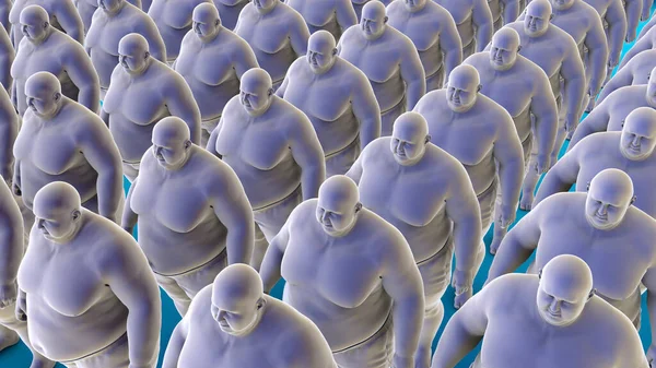 Arrangement Organisé Personnes Surpoids Clonées Représentant Impact Généralisé Épidémie Obésité — Photo