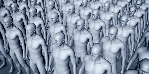 Clone Persone Identiche Piedi Modo Organizzato Illustrazione Che Rappresenta Conformità — Foto Stock