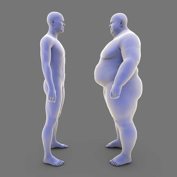 Normal Weight Person Standing Front His Overweight Mirror Reflected Variant — Stock Photo, Image