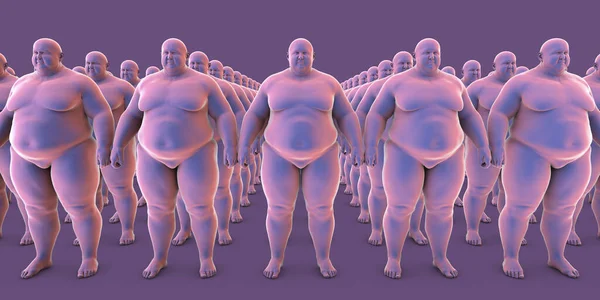 Obezite Salgınının Toplum Üzerindeki Yaygın Etkisini Temsil Eden Klonlanmış Aşırı — Stok fotoğraf