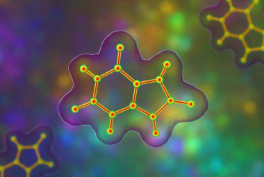 Ürik asidin moleküler modeli gut ve metabolik bozukluklara bağlı klinik öneme sahip bir bileşik..