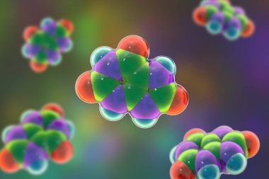 Ürik asidin moleküler modeli gut ve metabolik bozukluklara bağlı klinik öneme sahip bir bileşik..