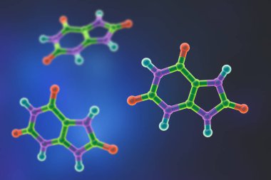 Ürik asidin moleküler modeli gut ve metabolik bozukluklara bağlı klinik öneme sahip bir bileşik..