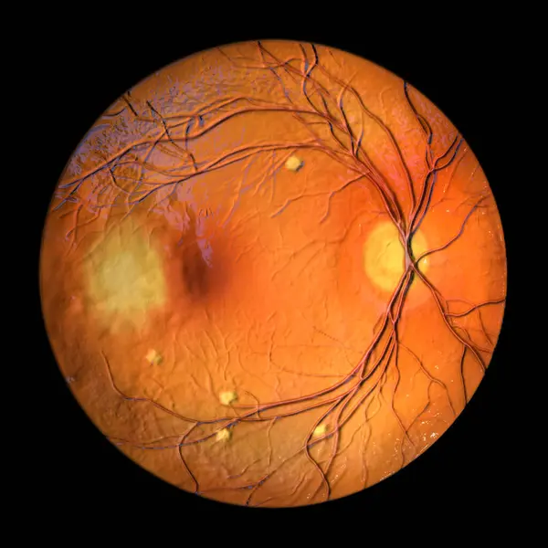 Retina Blastomycosis Infection Caused Fungi Blastomyces Dermatitidis Seen Ophthalmoscopy Illustration — Stock Photo, Image