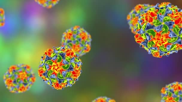 ポリオウイルスの感染性 ワクチンで予防可能な病気を示す 浮遊ポリオウイルスを特徴とする動的3Dアニメーション — ストック動画