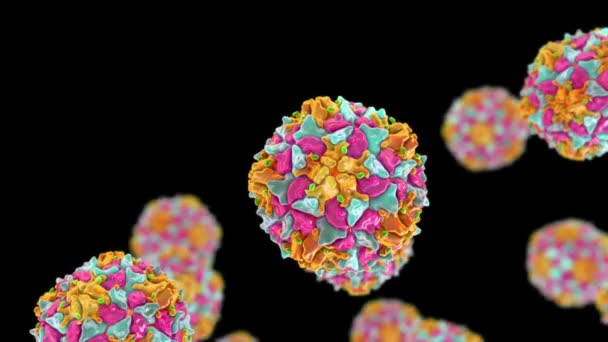 Dynamiczna Animacja Unoszącymi Się Poliowirusami Ilustrująca Zakaźny Charakter Wirusa Polio — Wideo stockowe