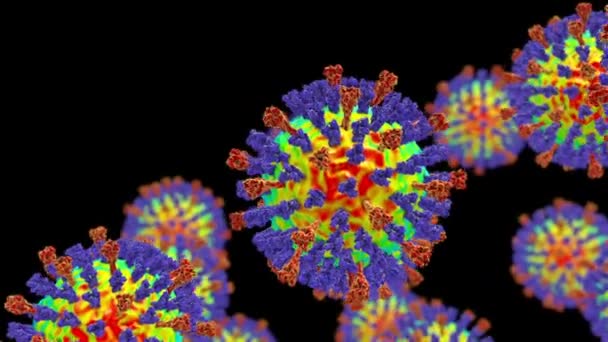 麻疹ウイルス 表面グリコピンタンパク質を用いた麻疹ウイルスを示す3Dアニメーション と融合タンパク質 — ストック動画