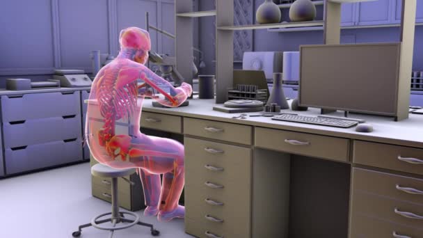 Trastornos Musculoesqueléticos Relacionados Con Trabajo Trabajadores Laboratorio Animación Conceptual Que — Vídeos de Stock