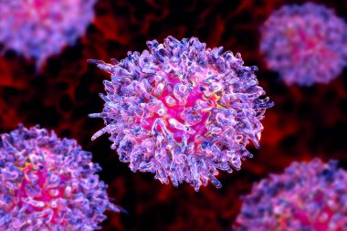 Kıllı hücre lösemisi, 3 boyutlu illüstrasyon. Anormal B lenfositleri birikmiş hematolojik, kronik lenfositik lösemi.