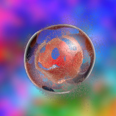 Hücre lizi. Bir hücrenin yok edilmesi. Uyuşturucu, mikrop, nanopartiküller, toksik maddeler veya apoptozun etkilerini göstermek için kullanılabilecek üç boyutlu illüstrasyon