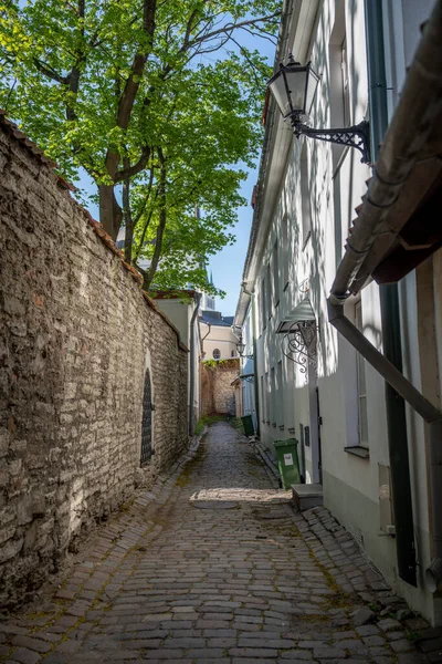 Uma Rua Estreita Cidade Velha Tallinn — Fotografia de Stock