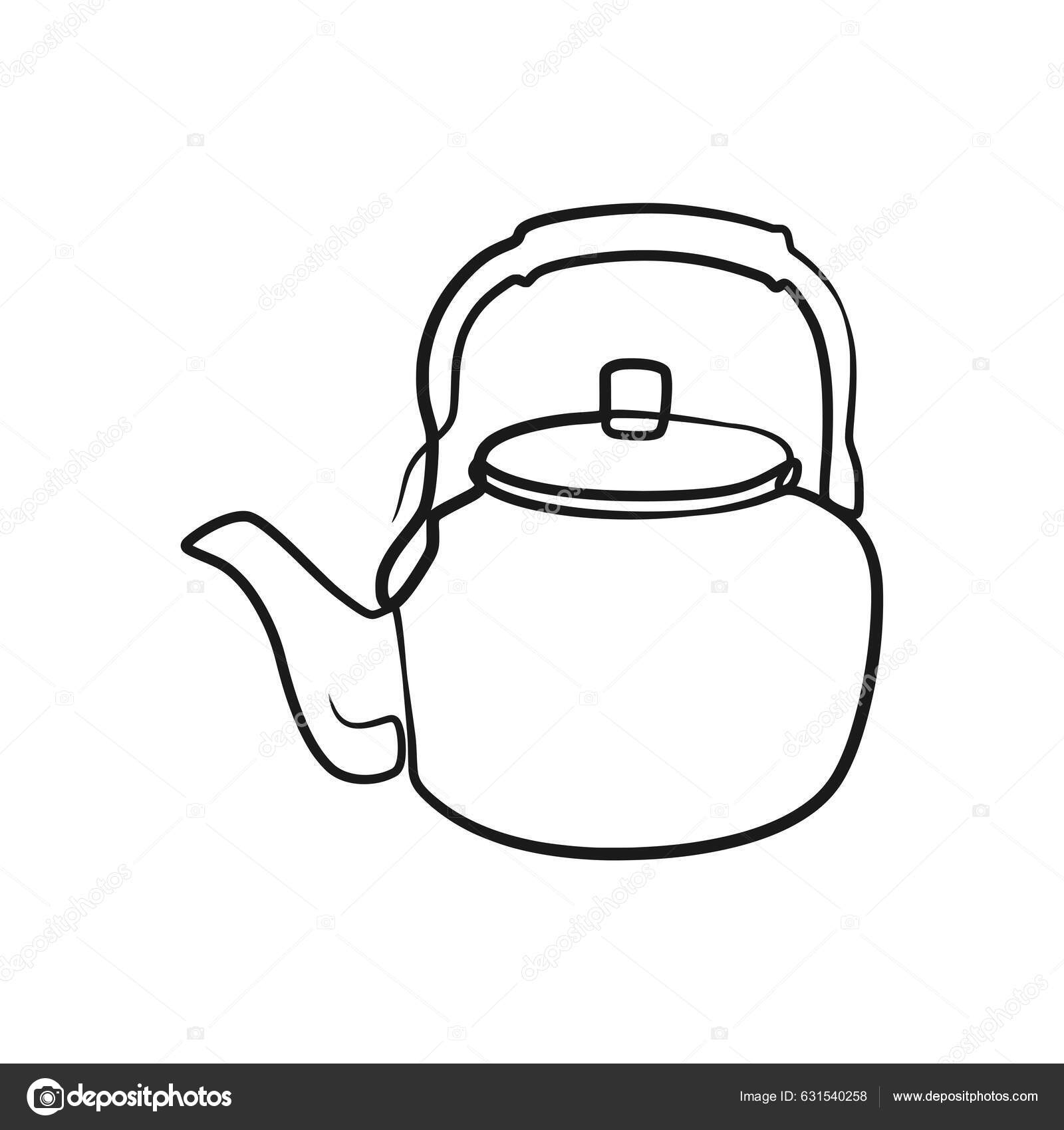 Linha Contínua Desenho Panela Chá Bule Linha Contínua Arte Desenho Vetor de  ©hendripiss 631540258, image size:1600x1700