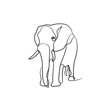 Elephant in continuous line art drawing, Elephant one line art minimalism design