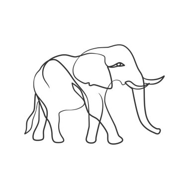 Elephant in continuous line art drawing, Elephant one line art minimalism design